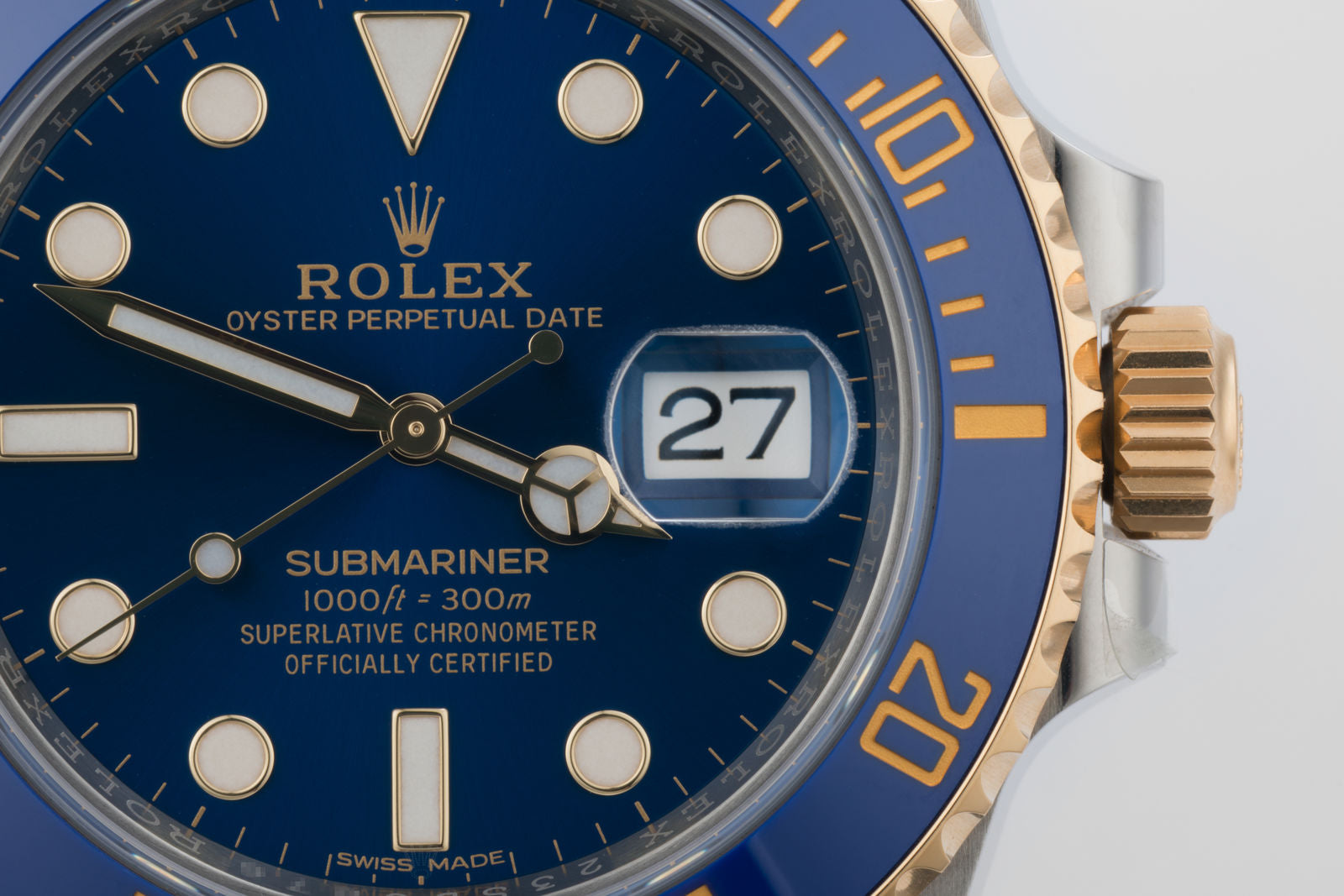 Rolex Submariner Watch Dual Tone Chain Blue Dial