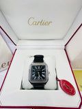 Luxury Square Dial Men’s Watch – Black Dial & Leather Strap (Cartier-Inspired Design)