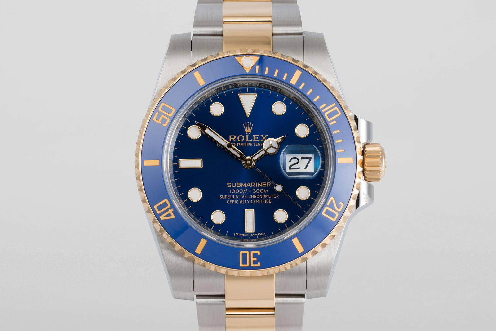 Rolex Submariner Watch Dual Tone Chain Blue Dial