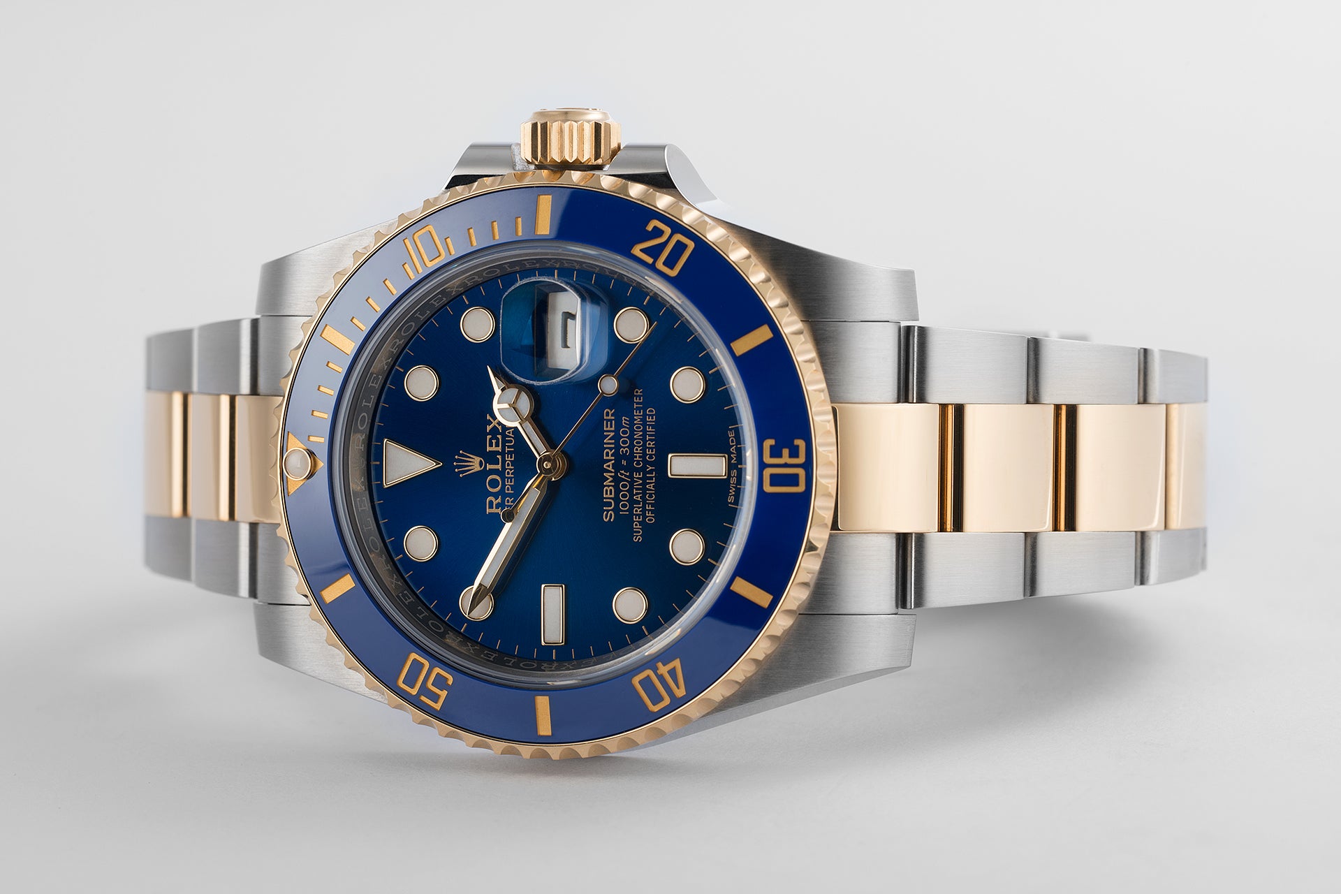 Rolex Submariner Watch Dual Tone Chain Blue Dial