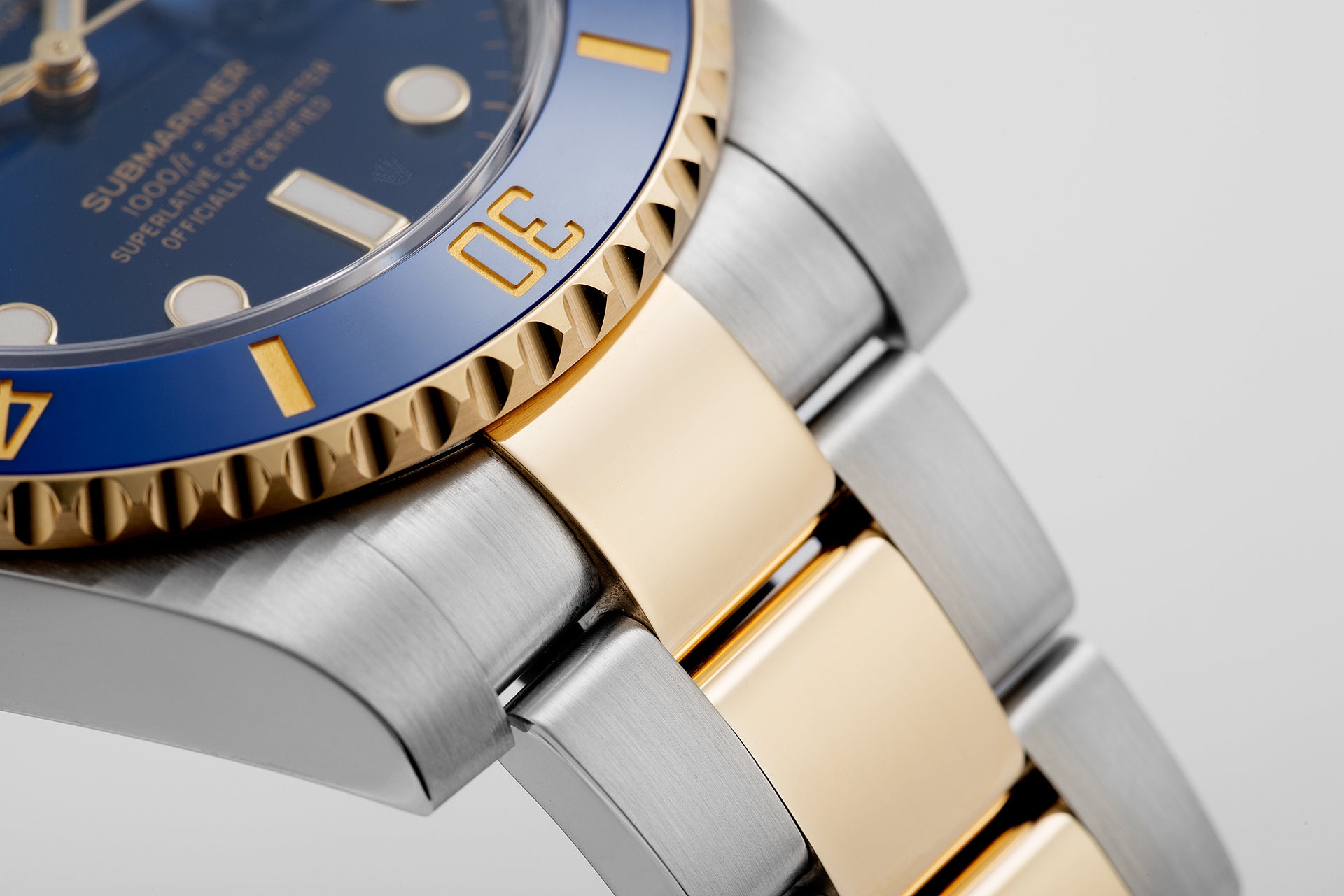 Rolex Submariner Watch Dual Tone Chain Blue Dial