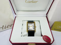 Luxury Gold Square Dial Men’s Watch – White Dial & Black Leather Strap (Cartier-Inspired Design)