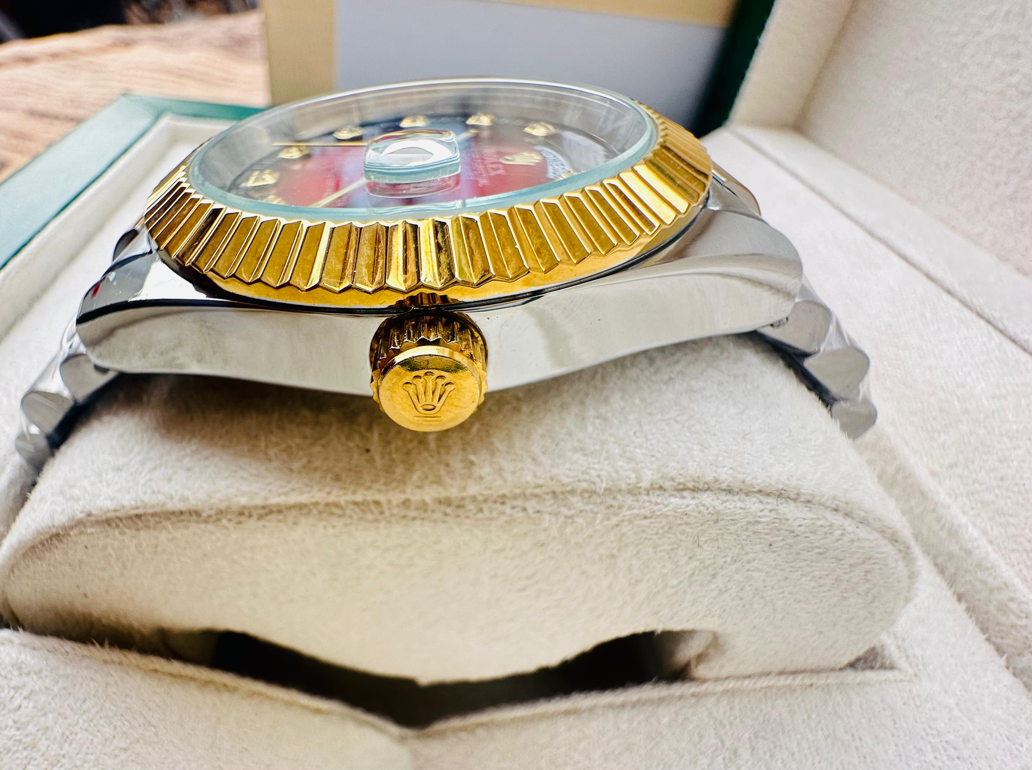 Rolex Datejust Day-Date – Red Gradient Dial | Two-Tone Gold & Silver Luxury Watch