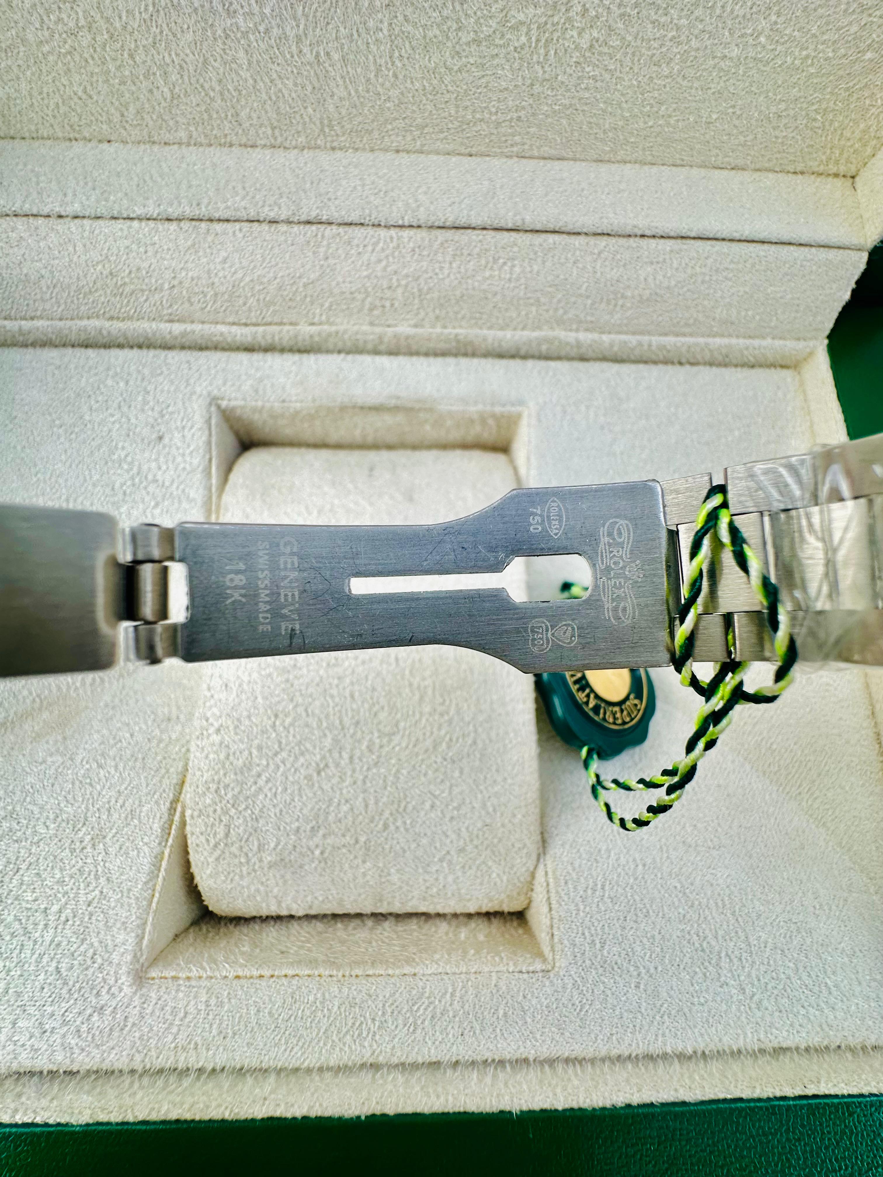 Luxury Two-Tone Gold & Silver Day-Date Watch with Blue Diamond Dial